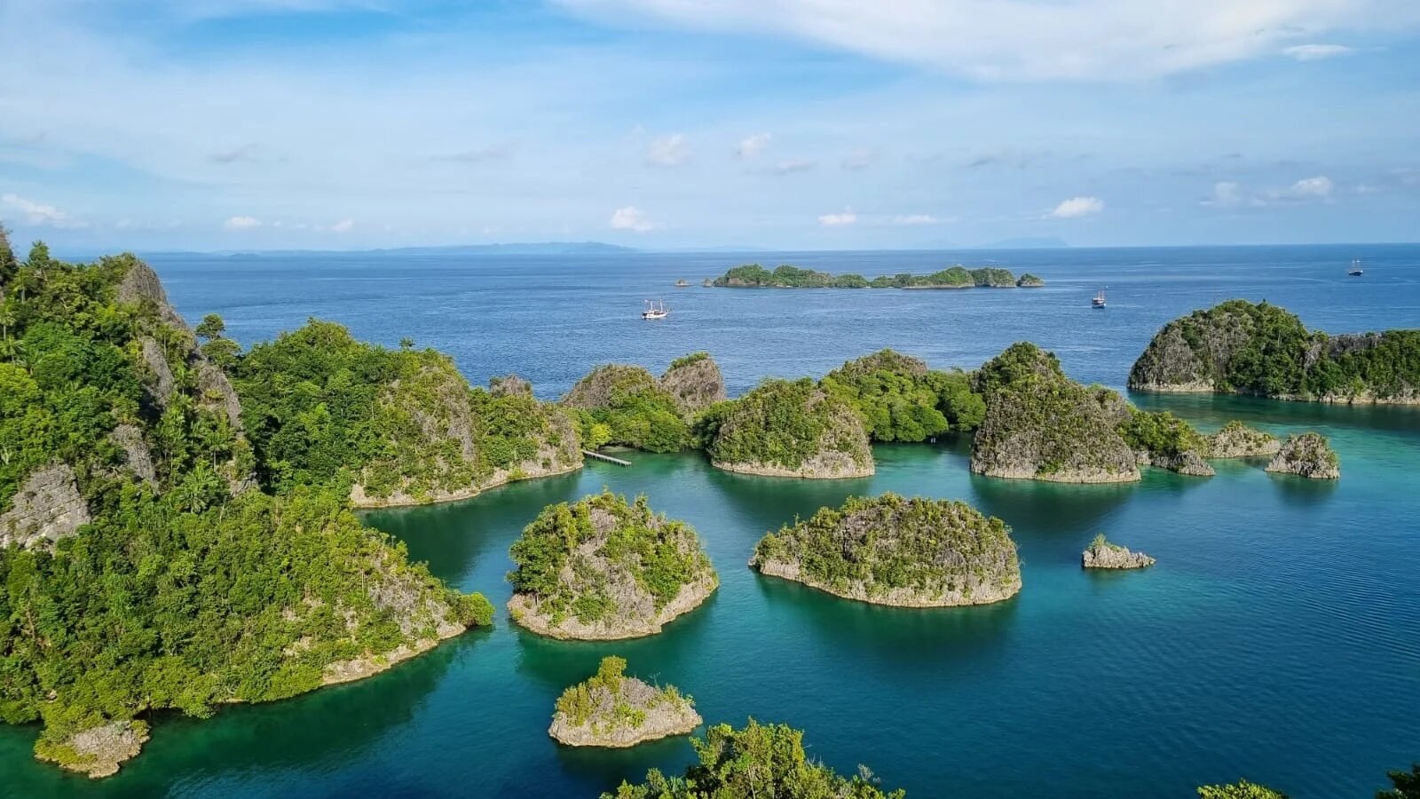 Aerial view of Raja Ampat's limestone islands, Indonesia