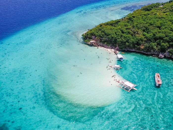 Aerial view of a sandbar and reef, Gateway Coastline, Cenderawasih Bay