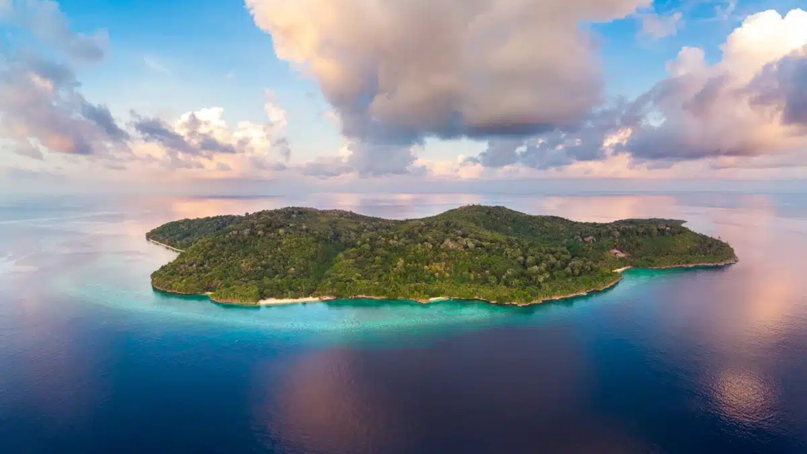 Aerial view of a remote, uninhabited island, the Forgotten Islands, Indonesia