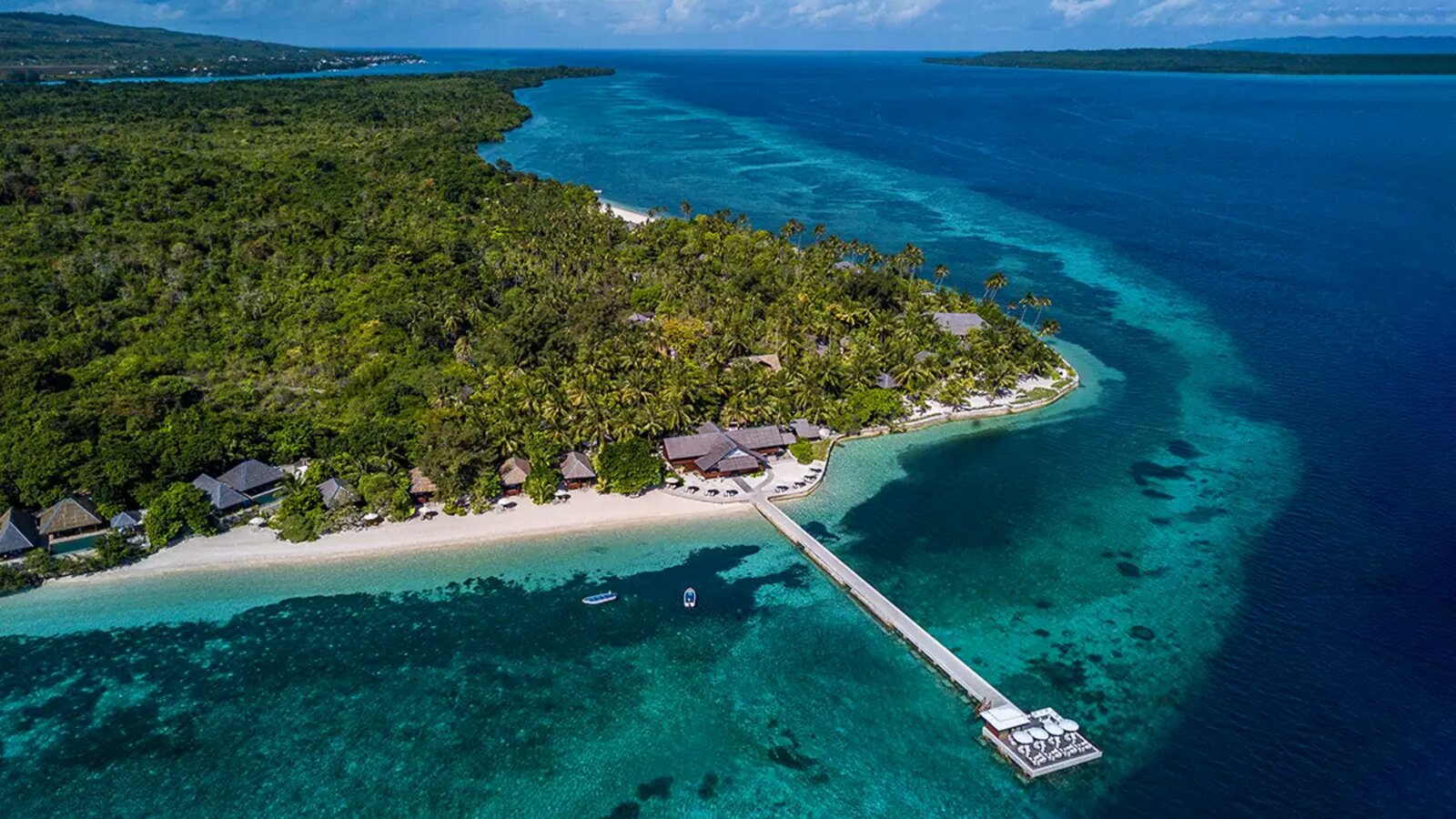 Jetty extending over a reef shelf, Wakatobi, Indonesia